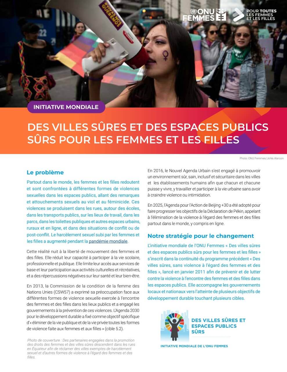 En bref : Initiative mondiale ‹ Des villes sûres et des espaces publics sûrs pour les femmes et les filles ›