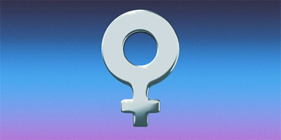 GIF of a rotating icon depicting female symbol