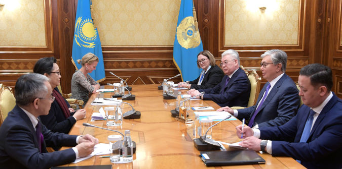 UN Women Deputy Executive Director Åsa Régner in a meeting with Kazakh President Kassym-Zhomart Tokayev. Photo: Akorda, Kazakhstan
