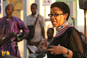 Executive Director Phumzile Mlambo-Ngcuka addresses the Women’s Platform for Peaceful Elections in Mali on the first leg of the trip. Photo: UN Women/Mariam Kamara