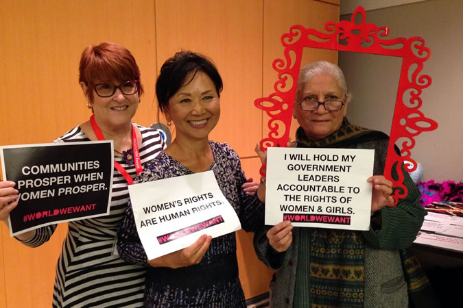To monitor global leaders’ commitments, civil society representatives gather on 27 September 2015 at the “Civil Society Watch: Governments’ Commitments to Action: A Civil Society Parallel Event to the UN Global Leaders’ Meeting on Gender Equality and Women’s Empowerment.”