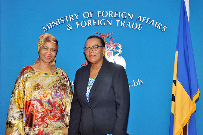 UN Women Executive Director Phumzile Mlambo-Ngcuka with Minister of Foreign Affairs and Foreign Trade of Barbados, Senator Maxine McClean. Photo: UN Women/Ricardo Leacock