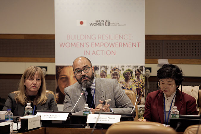 UN Women Regional Director for the Arab States Mohammad Naciri speaks about women's economic empowerment in fragile States. Photo: UN Women/J Carrier