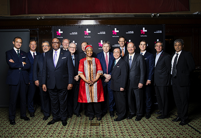 UN Women Executive Director Phumzile Mlambo-Ngcuka with the HeForShe Impact 10x10x10 Champions. Photo: Celeste Salome