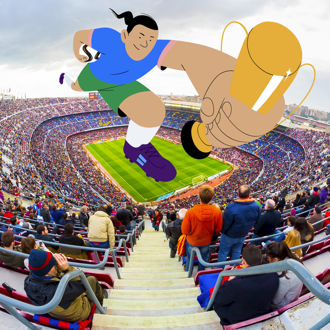 Illustration of woman leading in sport