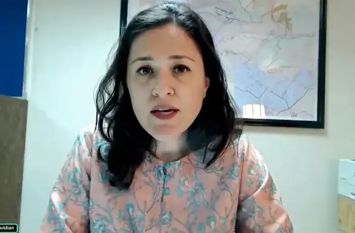 Ms. Alison Davidian, Country Representative a.i. for UN Women in Afghanistan, delivers a statement on the situation of women and girls in Afghanistan during the daily press briefing by the Office of the Spokesperson for the Secretary-General, 25 July 2022. Photo: Still shot from UN Web TV video.