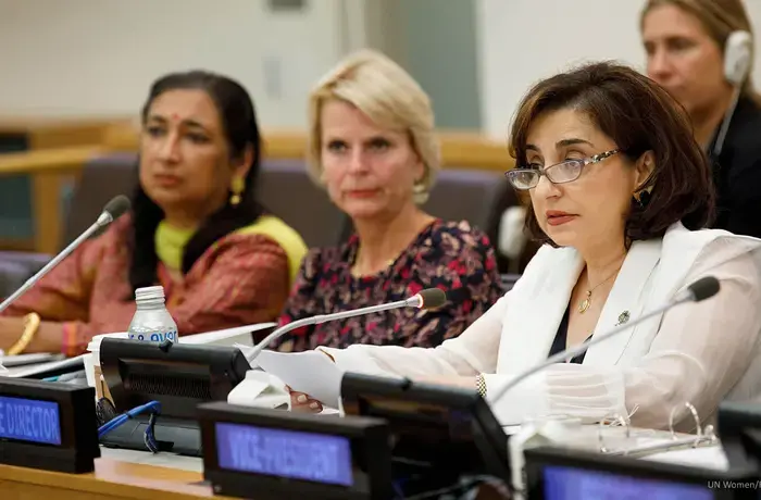 UN Women Executive Director Sima Bahous delivers closing remarks at the second regular session of the UN Women Executive Board held in Conference Room 3 (CR3) at UN Headquarters in New York on 14 September 2022. Photo: UN Women/Ryan Brown.
