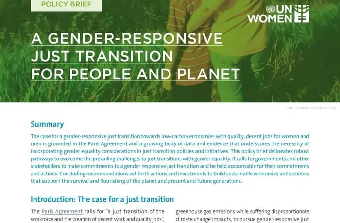 Policy brief: A gender-responsive just transition for people and planet