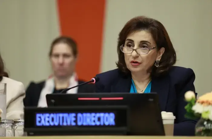 UN Under-Secretary General and UN Women Executive Director Sima Bahous delivers opening remarks at the Executive Board annual session, 17 June 2025, UN headquarters. Photo: UN Women/Ryan Brown.