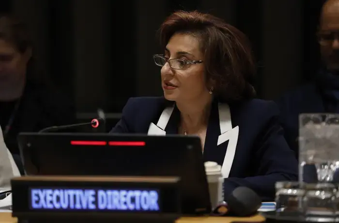 UN Under-Secretary-General and UN Women Executive Director Sima Bahous delivers opening remarks to the first regular session 2026 of the UN Women Executive Board, 18 February 2026, UN headquarters. Photo: UN Women/Ryan Brown.