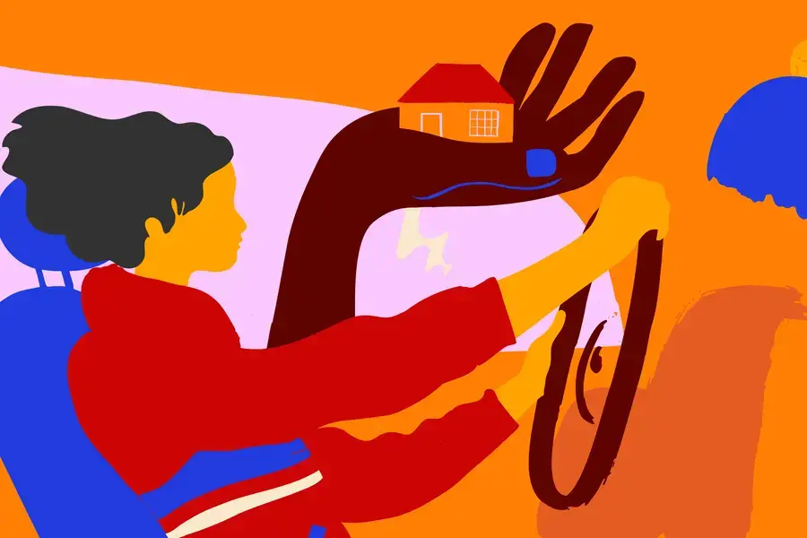 illustration of a woman driving a car.