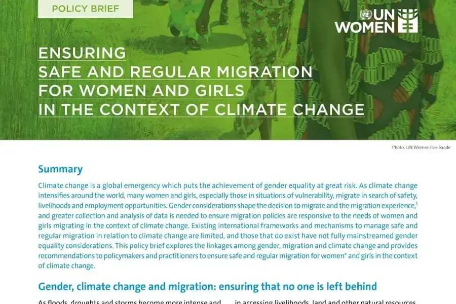 Policy brief: Ensuring safe and regular migration for women and girls in the context of climate change