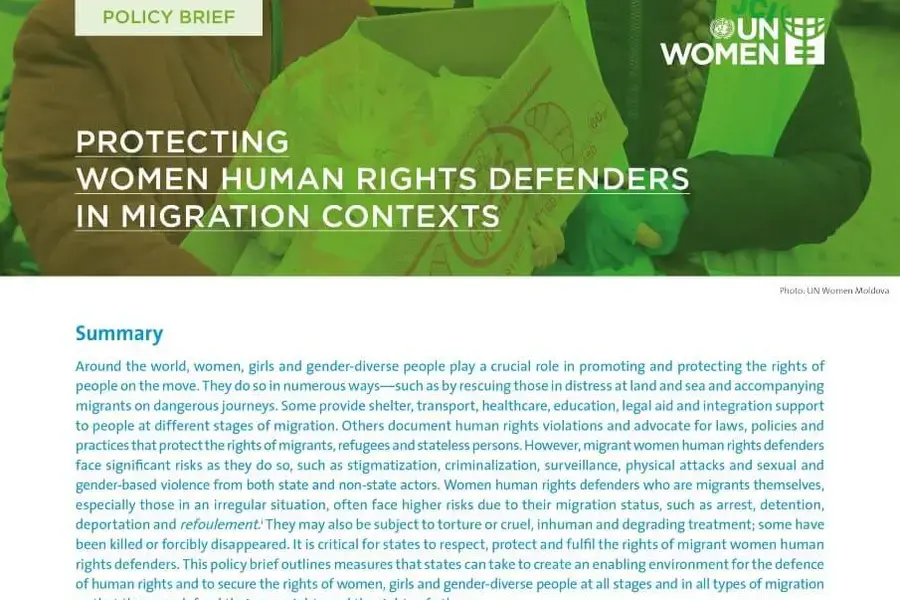 Policy brief: Protecting women human rights defenders in migration contexts