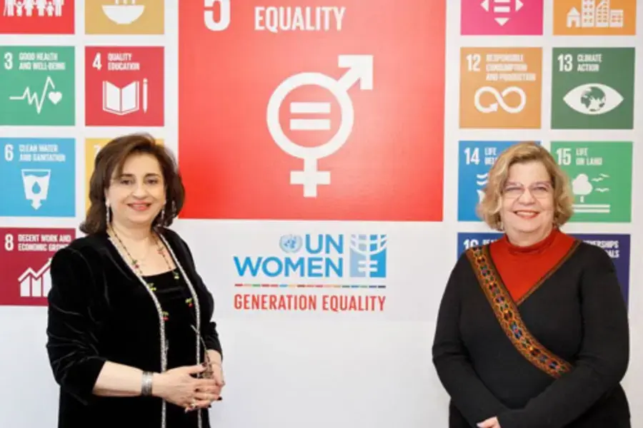 UN Women Executive Director Sima Bahous and President of the National Institute of Women of Mexico Nadine Gasman Zylbermann. Photo: UN Women/Ryan Brown.
