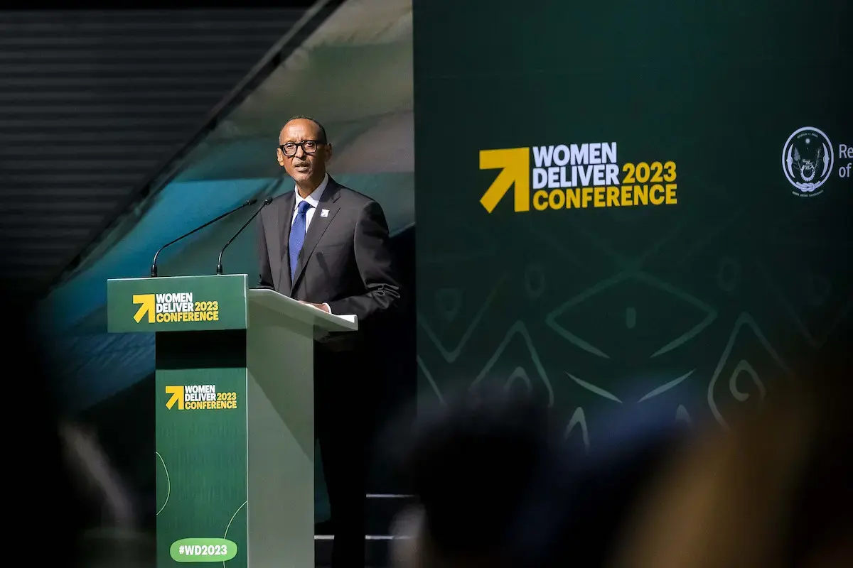 H.E. Paul Kagame, President of Rwanda, speaking at the Women Deliver Conference in Kigali, Rwanda. Photo: UN Women/Emmanuel Rurangwa