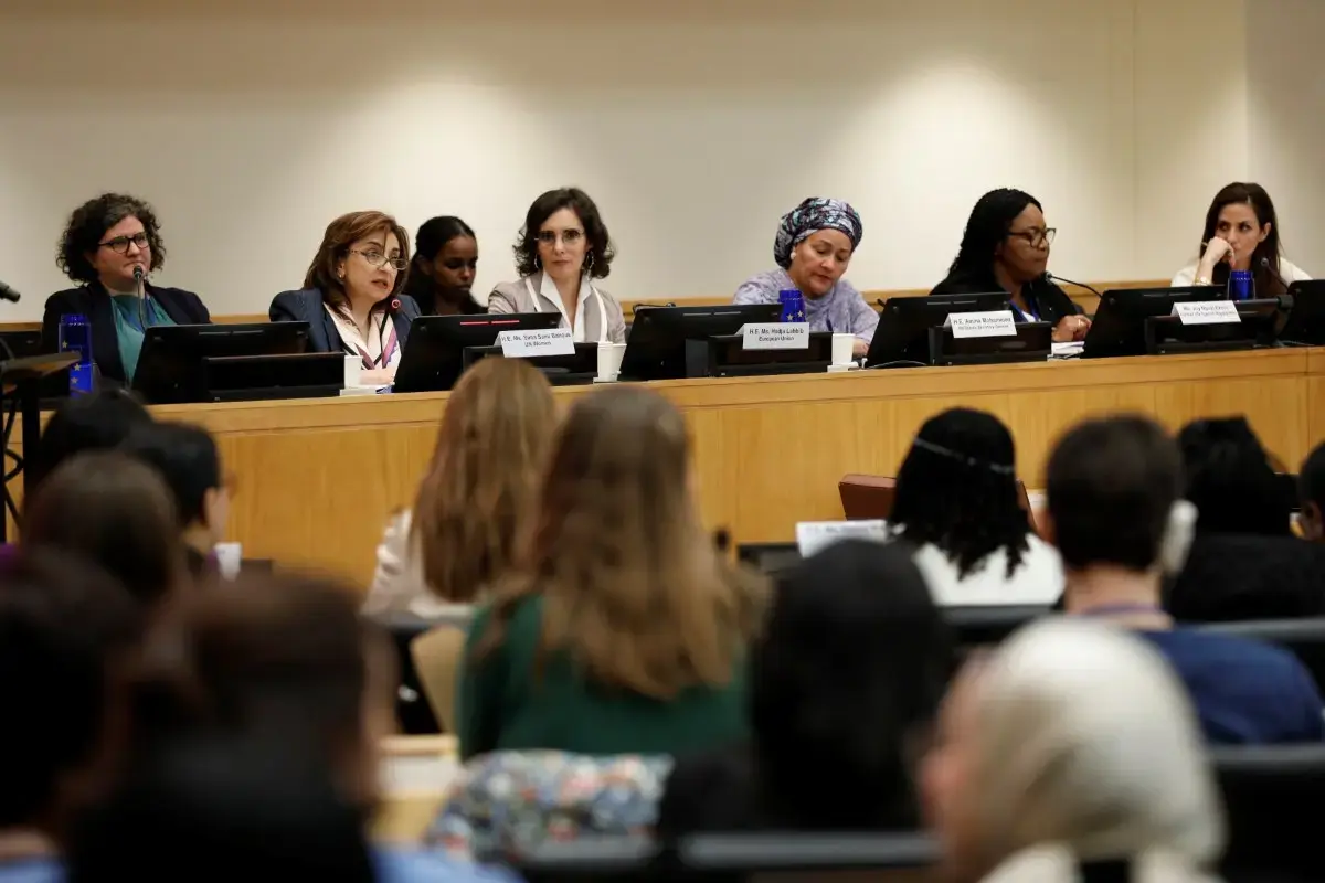 A group of women leaders seated on a panel