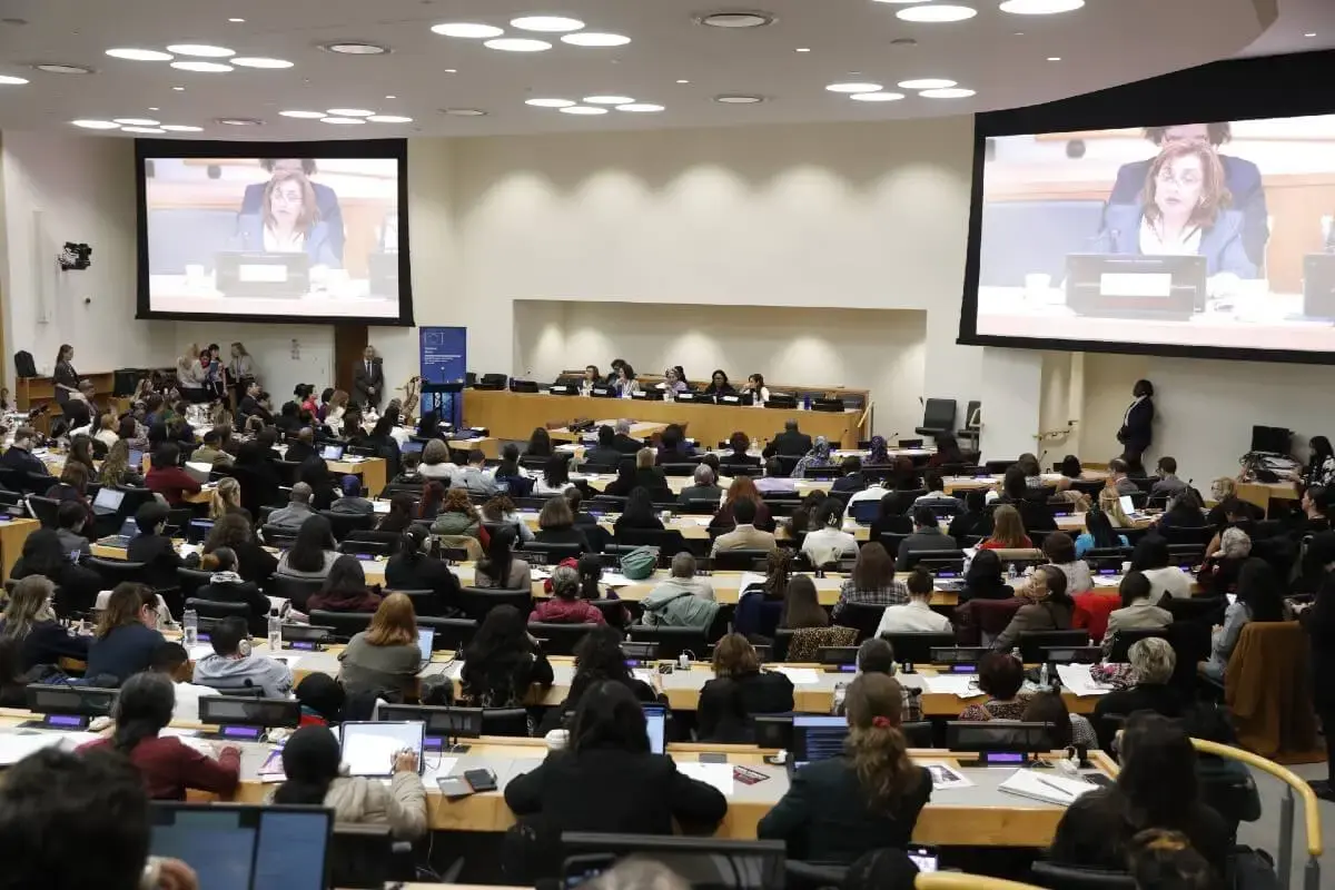 UN Women Executive Director Sima Bahous delivers remarks at the CSW high-level meeting on the occasion of the 5th anniversary of the Group of Friends for the Elimination of Violence against Women and Girls, 12 March 2026, UN Headquarters. Photo: UN Women/Ryan Brown.