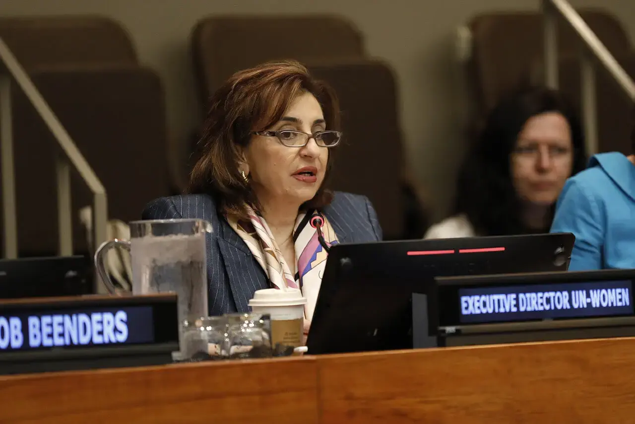 UN Women Executive Director Sima Bahous at the Commission on the Status of Women High-Level Meeting on Violence against Women and Girls (morning session), on 12 March 2026, at UN Headquarters. Photo: UN Women/Ryan Brown.