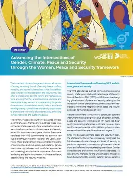 Advancing the intersections of gender, climate, peace, and security through the women, peace and security framework – In brief