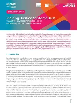 Making justice systems just: CSW70 policy recommendations on addressing patriarchal masculinities