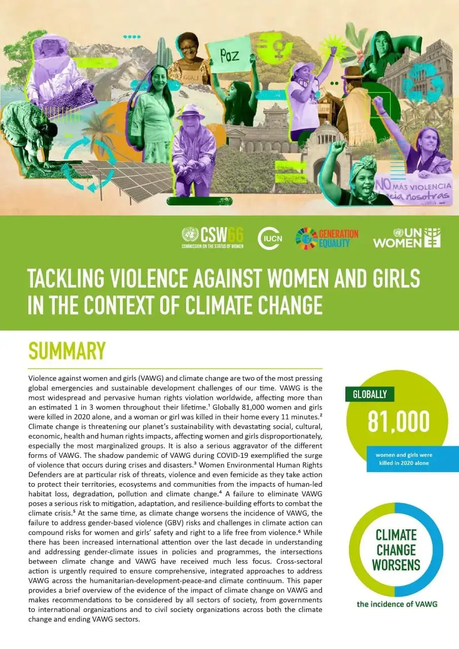 Tackling violence against women and girls in the context of climate change