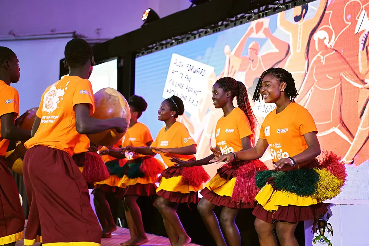 The Uydel Youth Entertainment Group performs during the 16 Days of Activism National Launch in Kampala, Uganda on 25 November 2022. Photo: UN Women/Eva Sibanda