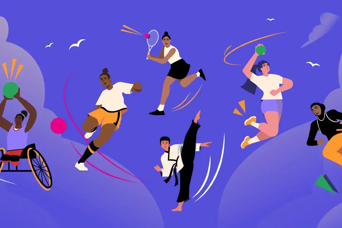 Illustration of diverse female athletes