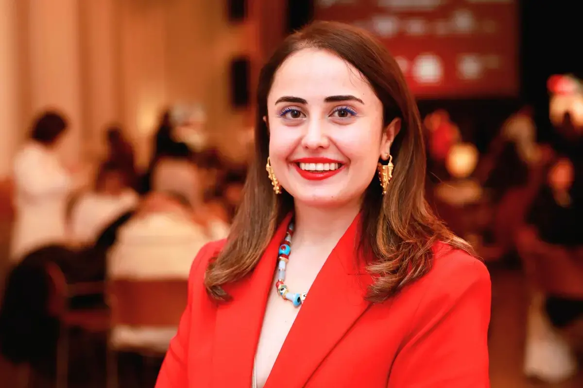 Ilayda Eskitaşçıoğlu, founder of the Turkish menstrual justice organization We need to talk, at the CSW69 Youth Forum in New York, March, 2025. Photo: UN Women/Ryan Brown